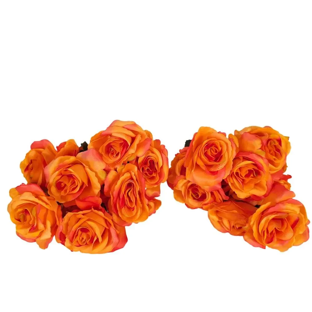 Orange Coral Silk Rose Flower Bushes 24 Roses 4
